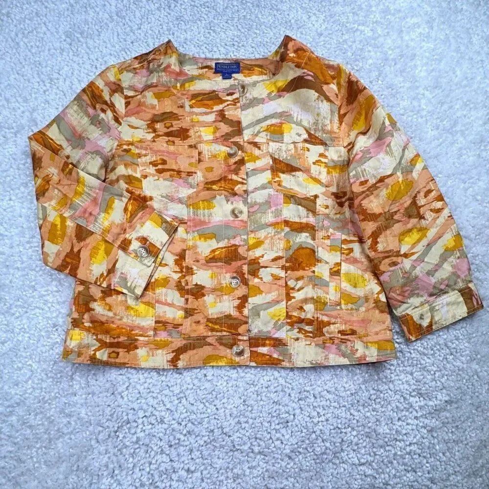 Pendelton Silk Yellow Gold Print Jacket Large Petite